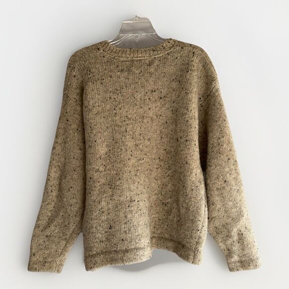 Vtg J Riggins Wool Sweater Henley Chunky Button Thick Cozy Beige Mens Large - Picture 2 of 14